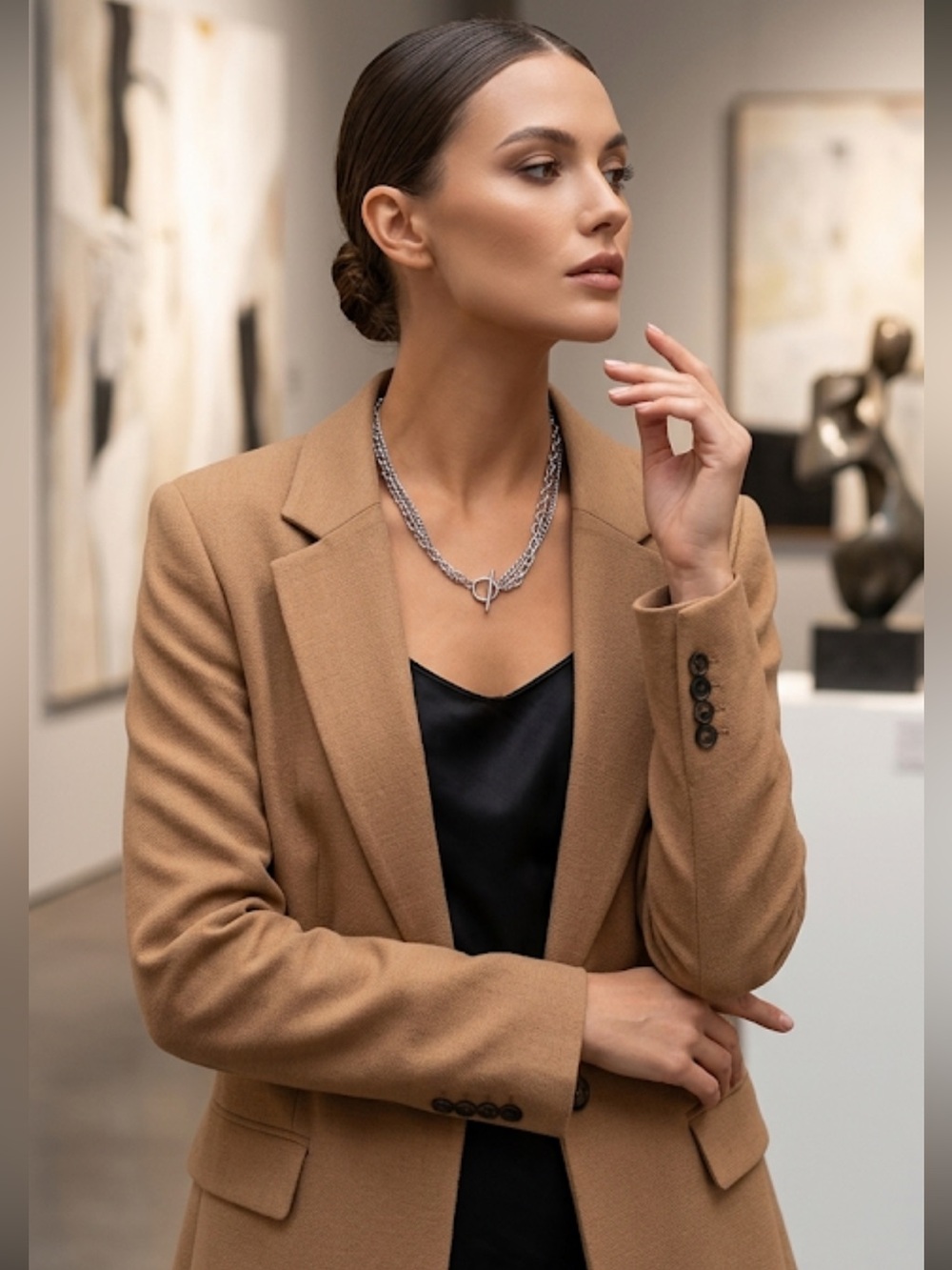 Stainless steel gold plated toggle necklace
